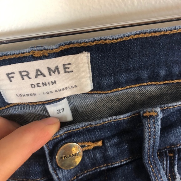 FRAME Le High Skinny Staggered Hem Baisley Jean 27 - Picture 3 of 7